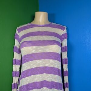 It's Our Time Purple and White Striped Long Sleeve Top